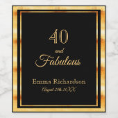 40素晴らしいブラック金ゴールドエレガント名 ワインラベル (シングルラベル)