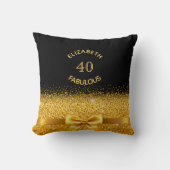 40素晴らしいブラック金ゴールドボウ名 クッション (正面)