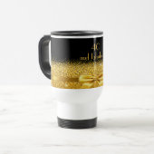 40素晴らしいブラック金ゴールド名エレガント トラベルマグ (正面左)
