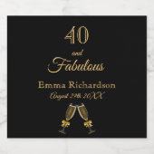 40素晴らしいブラック金ゴールド金ゴールドおもしろい名 スパークリングワインラベル (シングルラベル)