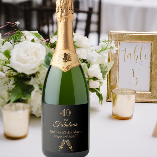 40素晴らしいブラック金ゴールド金ゴールドおもしろい名 スパークリングワインラベル