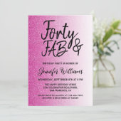 40素晴らしいホットピンクグリッター40歳の誕生日 招待状 (スタンド正面)