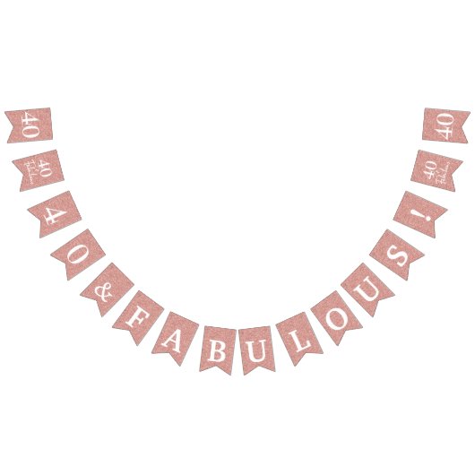 40素晴らしいホワイトスクリプトバラ金ゴールドグリッター バンティングフラッグ (全)