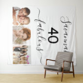 40素晴らしいホワイトネーム写真誕生日パーティー タペストリー (インサイチュ(横))