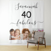 40素晴らしいホワイトネーム写真誕生日パーティー タペストリー (インサイチュ)