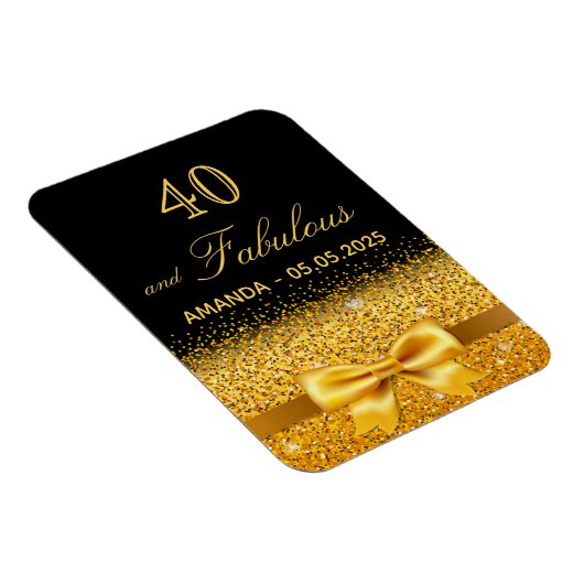 40素晴らしい誕生日の黒い金ゴールドは日付を保存 マグネット (右側)