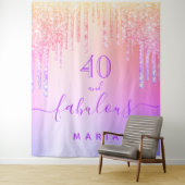 40素晴らしい誕生日グリッター金ゴールド紫 タペストリー (インサイチュ)