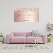 40素晴らしい誕生日バラ金ゴールドシルバードリップ 横断幕