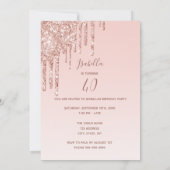 40素晴らしい誕生日バラ金ゴールドドレスグリッタードリップ 招待状 (裏面)