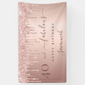 40素晴らしい誕生日バラ金ゴールドピンクの滴 横断幕 (縦)