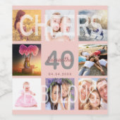 40素晴らしい誕生日バラ金ゴールド赤面ピンク写真 ワインラベル (シングルラベル)