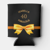 40素晴らしい誕生日パーティブラック金ゴールドボウ 缶クーラー (正面)