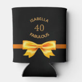 40素晴らしい誕生日パーティブラック金ゴールドボウ 缶クーラー (裏面)