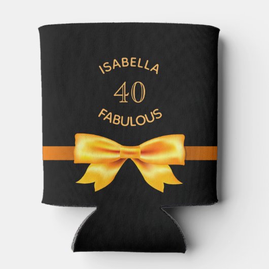 40素晴らしい誕生日パーティブラック金ゴールドボウ 缶クーラー (裏面)