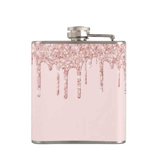 40素晴らしい誕生日パーティーバラ金ゴールドグリッターピンク フラスク (裏面)