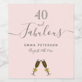 40素晴らしい誕生日パーティーバラ金ゴールドピンク ワインラベル (シングルラベル)