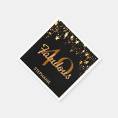 40素晴らしい誕生日パーティー黒いゴールデンスター スタンダードカクテルナプキン (角)