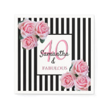 40素晴らしい誕生日ピンク白黒ストライプ