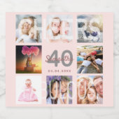 40素晴らしい誕生日フォトコラージュバラ金ゴールド スパークリングワインラベル (シングルラベル)