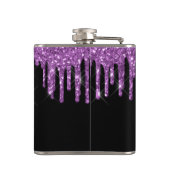 40素晴らしい誕生日ブラックパープルグリッタースクリプト フラスク (裏面)