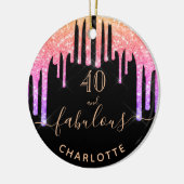 40素晴らしい誕生日ブラックピンクのグリッター名 セラミックオーナメント (左)