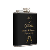 40素晴らしい誕生日ブラック金ゴールドシックなモノグラム フラスク (右)