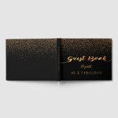 40素晴らしい誕生日ブラック金ゴールド紙吹雪 ゲストブック (全面)