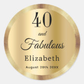 40素晴らしい誕生日金ゴールド名 ラウンドシール (正面)