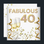 40素晴らしい金ゴールドシャンパン40th誕生日パーティー 招待状<br><div class="desc">40素晴らしい金ゴールドシャンパン40th誕生日パーティーお祝いグリッツグラムファビュラス40sエレガントな誕生日パーティシャンパン。女性の女性。上品なエレガントすべての行事招待状。パーティー誕生日招待状テンプレート</div>