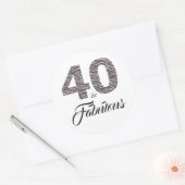 40素晴らしい40th誕生日シルバーピンクブラックゼブラ ラウンドシール (封筒)