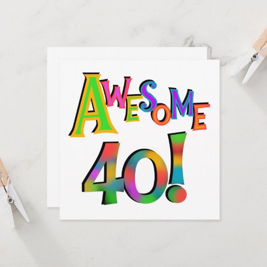 40素晴らし誕生日Tシャツとギフト カード (正面/裏面インサイチュ)