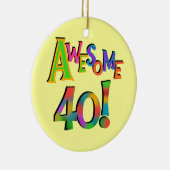 40素晴らし誕生日Tシャツとギフト セラミックオーナメント (右)