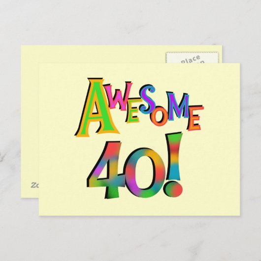40素晴らし誕生日Tシャツとギフト ポストカード (正面/裏面)