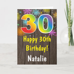 40素朴歳の誕生日にカラフル虹の花火 カード