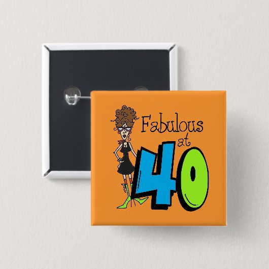 40誕生日のブルネットのすばらしい 缶バッジ (正面&裏面)