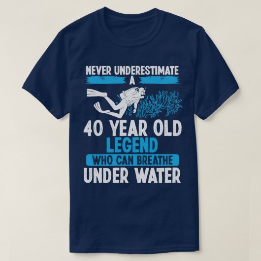 40誕生日スキューバダイビング呼吸40歳 Tシャツ (デザイン正面)