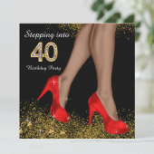 40誕生日パーティエスニックレッドシューズにステップイン 招待状