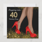 40誕生日パーティエスニックレッドシューズにステップイン 招待状 (正面)