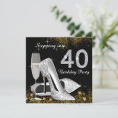 40誕生日パーティーシルバー金ゴールドへのステップイン 招待状 (スタンド正面)