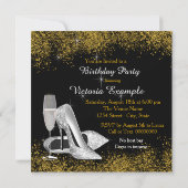 40誕生日パーティーシルバー金ゴールドへのステップイン 招待状 (裏面)