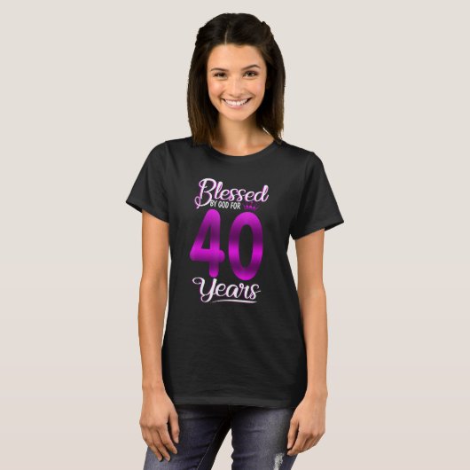 40賛美歳40歳の誕生日のCrのための神によって Tシャツ (正面フル)