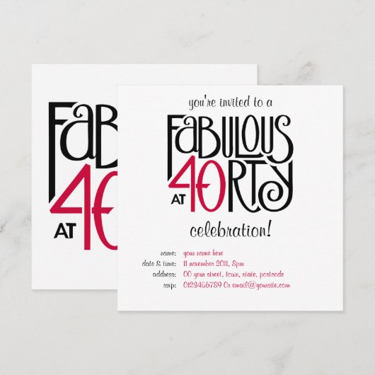 40赤で素晴らしい 招待状 (正面/裏面)