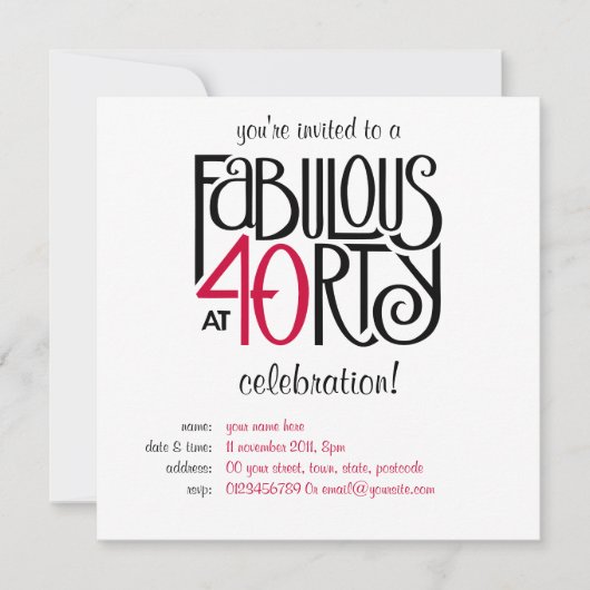 40赤で素晴らしい 招待状 (正面)