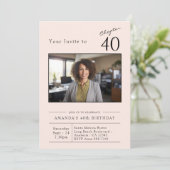 40赤面ピンク40歳の誕生日パーティー写真 招待状 (スタンド正面)