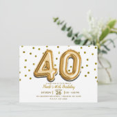 40金ゴールドバルーン&紙吹雪40th誕生日パーティー 招待状 (スタンド正面)