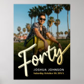 40金ゴールド黒写真40歳の誕生日 ポスター (正面)