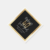 40黒モダンと金ゴールドタイポグラフィ誕生日パーティー スタンダードカクテルナプキン (角)