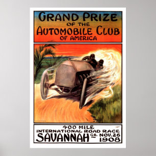 400マイルの国際的なロードレースのサバンナGa 1908年 ポスター