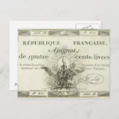 400リーブル紙幣、1792年9月21日 ポストカード (正面/裏面)