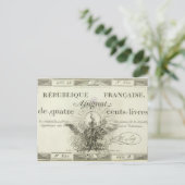 400リーブル紙幣、1792年9月21日 ポストカード (スタンド正面)